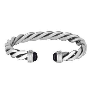 Men's Silver Onyx Cable Bracelet